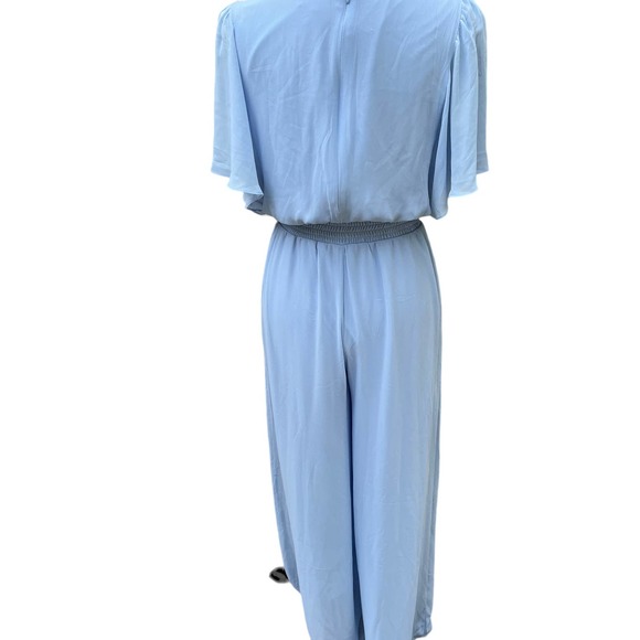 Halogen Women's Light Blue V-Neck Flutter Sleeve Wide Leg Jumpsuit.‎ Size MED - Picture 7 of 15